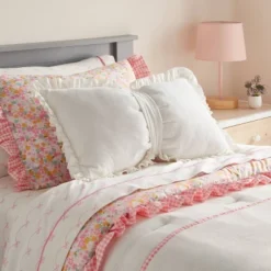 Velvet Bow Kids' Decorative Throw Pillow Cream - Pillowfort™