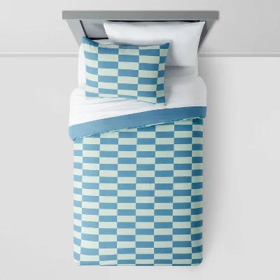 Checkers Kids' Duvet Cover Teal Blue - Pillowfort™ 4 Checkers Kids' Duvet Cover Teal Blue - Pillowfort™ - Image 2