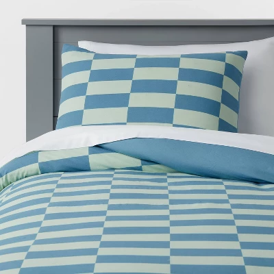 Checkers Kids' Duvet Cover Teal Blue - Pillowfort™ 7 Checkers Kids' Duvet Cover Teal Blue - Pillowfort™ - Image 5
