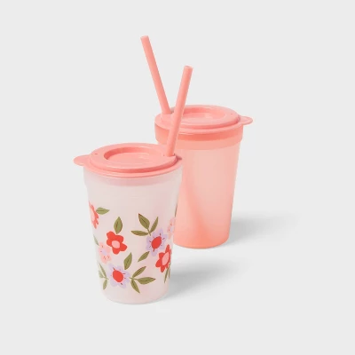 Kids' 18pc Plastic Drinkware Set Peach/Melon - Pillowfort™ 5 Kids' 18pc Plastic Drinkware Set Peach/Melon - Pillowfort™ - Image 3