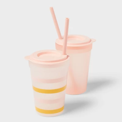 Kids' 18pc Plastic Drinkware Set Coral/Green - Pillowfort™ 4 Kids' 18pc Plastic Drinkware Set Coral/Green - Pillowfort™ - Image 2