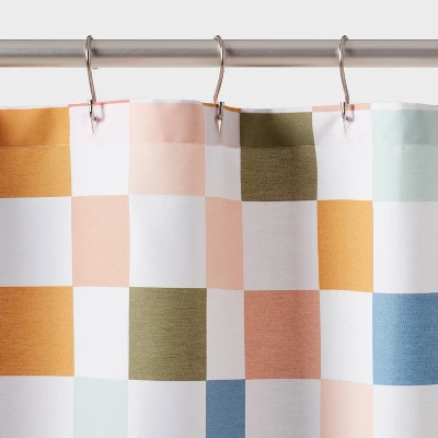 Kids' Shower Curtain Checkered - Pillowfort™: Abstract Pattern, Machine Washable, OEKO-TEX Certified 4 Kids' Shower Curtain Checkered - Pillowfort™: Abstract Pattern, Machine Washable, OEKO-TEX Certified - Image 2