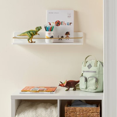 Kids' Wall Shelf White With Gold - Pillowfort™: Floating Decorative MDF Wall Organizer, 24" Wide 3 Kids' Wall Shelf White With Gold - Pillowfort™: Floating Decorative MDF Wall Organizer, 24" Wide