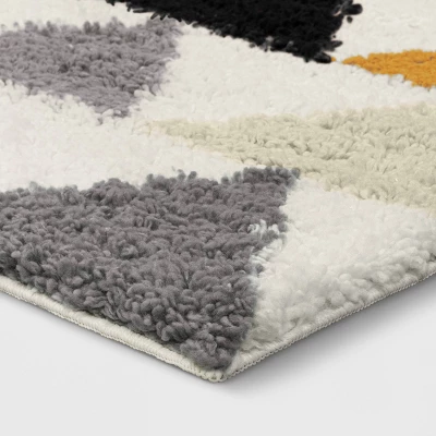 4'x5'6" Triangles Shag Kids' Rug Black/Cream - Pillowfort™ 4 4'x5'6" Triangles Shag Kids' Rug Black/Cream - Pillowfort™ - Image 2