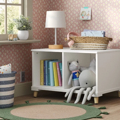 Modern Kids' Toy Storage Bench - Pillowfort™: White MDF Decorative Cabinet, Divided Storage, 28.86" Width 3 Modern Kids' Toy Storage Bench - Pillowfort™: White MDF Decorative Cabinet, Divided Storage, 28.86" Width