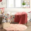 3' Faux Fur Round Kids' Rug Pink - Pillowfort™ -Pillowfort GUEST 3a4157f4 429f 471d b37a 2c96ce574c76