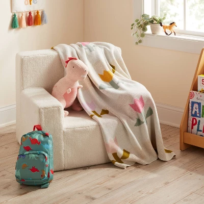 48"x58" Quilted Tulip Kids' Throw Blanket Cream - Pillowfort™ 3 48"x58" Quilted Tulip Kids' Throw Blanket Cream - Pillowfort™