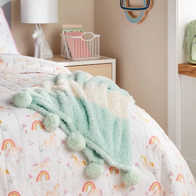 Teddy Bear Striped Kids' Throw Plush - Pillowfort™ 3 Teddy Bear Striped Kids' Throw Plush - Pillowfort™