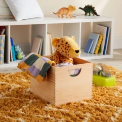 Large Stackable Kids' Wood Bin Natural - Pillowfort™