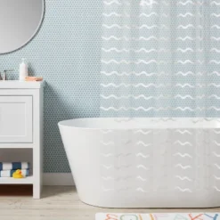 Kids' Wave Printed Shower Liner Clear - Pillowfort™