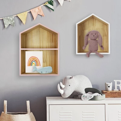 Natural House Kids' Shelf Pink - Pillowfort™: Wooden House Shaped Wall Shelf With Mounting Hardware 5 Natural House Kids' Shelf Pink - Pillowfort™: Wooden House Shaped Wall Shelf With Mounting Hardware - Image 3