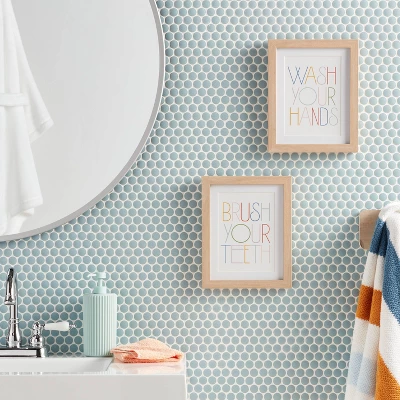 8"x10" 2pk Kids' Framed Wall Arts - Pillowfort™: Multicolor Typography, Vertical Lithograph, Beige Frame, Sawtooth Mount 3 8"x10" 2pk Kids' Framed Wall Arts - Pillowfort™: Multicolor Typography, Vertical Lithograph, Beige Frame, Sawtooth Mount