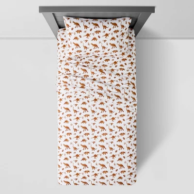 Dinosaur Cotton Kids' Sheet Set Watercolor Brown - Pillowfort™ 3 Dinosaur Cotton Kids' Sheet Set Watercolor Brown - Pillowfort™