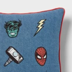 Marvel Icons Denim Kids' Decorative Throw Pillow - The Marvel Collection By Pillowfort™ 7 Marvel Icons Denim Kids' Decorative Throw Pillow - The Marvel Collection By Pillowfort™ -Pillowfort GUEST 7ed29846 b963 4f23 ae42 1ab2d19894c9