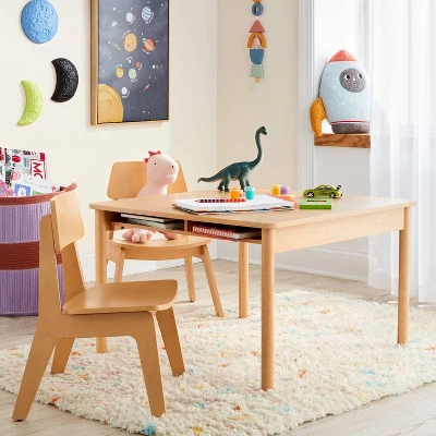 Natural Wood 2pc Kids' Activity Table And Chairs Set - Pillowfort™ 3 Natural Wood 2pc Kids' Activity Table And Chairs Set - Pillowfort™