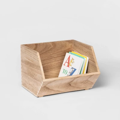 Stackable Wood Kids' Storage Bin Light Brown - Pillowfort™ 4 Stackable Wood Kids' Storage Bin Light Brown - Pillowfort™ - Image 2