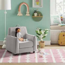 4'x5'6" Scallop Kids' Rug Purple - Pillowfort™: Cotton, Machine Washable, Medium Pile, Kids Bedroom Decor