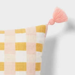 Checkered With Flower Embroidery Kids' Decorative Pillow - Pillowfort™ -Pillowfort GUEST 96de89d1 ae3c 4879 94cd fea626790e45