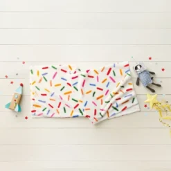 50"x60" Holiday Sprinkles Fuzzy Kids' Throw Blanket White - Pillowfort™