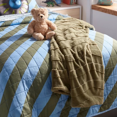 Green Wave Kids' Plush Throw Blanket - Pillowfort™ 3 Green Wave Kids' Plush Throw Blanket - Pillowfort™