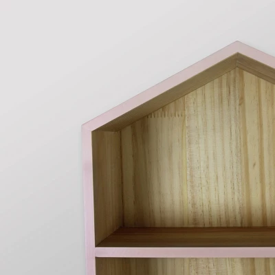 Natural House Kids' Shelf Pink - Pillowfort™: Wooden House Shaped Wall Shelf With Mounting Hardware 4 Natural House Kids' Shelf Pink - Pillowfort™: Wooden House Shaped Wall Shelf With Mounting Hardware - Image 2