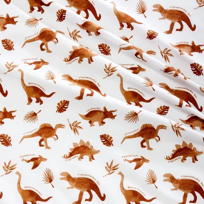 Dinosaur Cotton Kids' Sheet Set Watercolor Brown - Pillowfort™ 4 Dinosaur Cotton Kids' Sheet Set Watercolor Brown - Pillowfort™ - Image 2