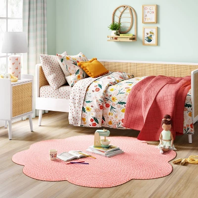 Rattan And Wood Bedside Kids' Table White - Pillowfort™ 3 Rattan And Wood Bedside Kids' Table White - Pillowfort™