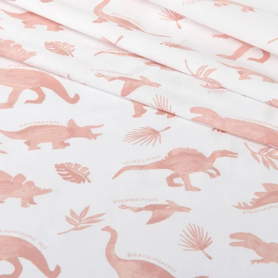 Dinosaur Cotton Kids' Sheet Set Pink - Pillowfort™ 4 Dinosaur Cotton Kids' Sheet Set Pink - Pillowfort™ - Image 2